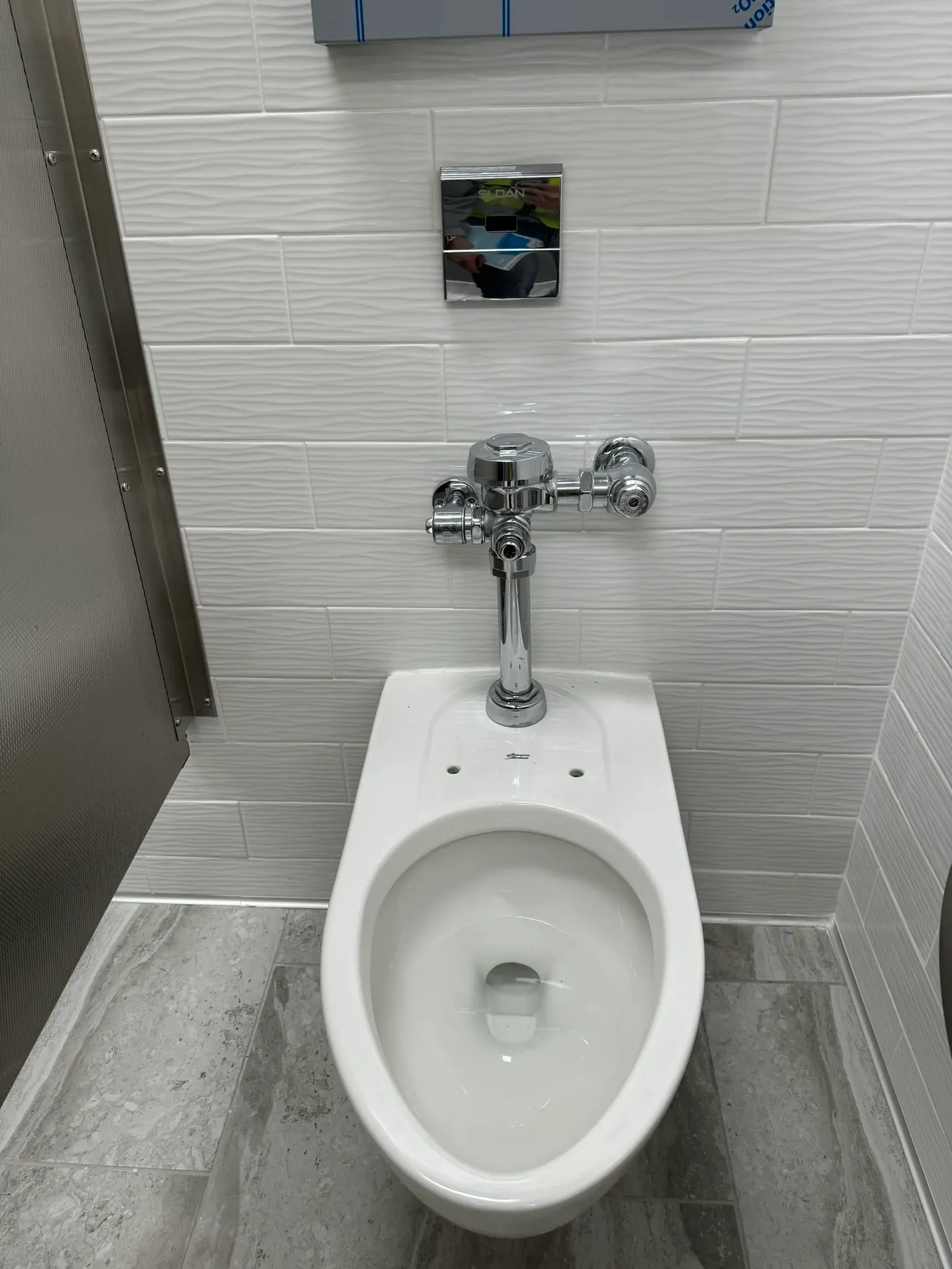 Installed public bathroom toilet
